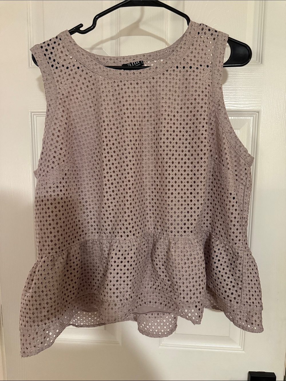 a.n.a Mauve Eyelet Peplum Tank Top